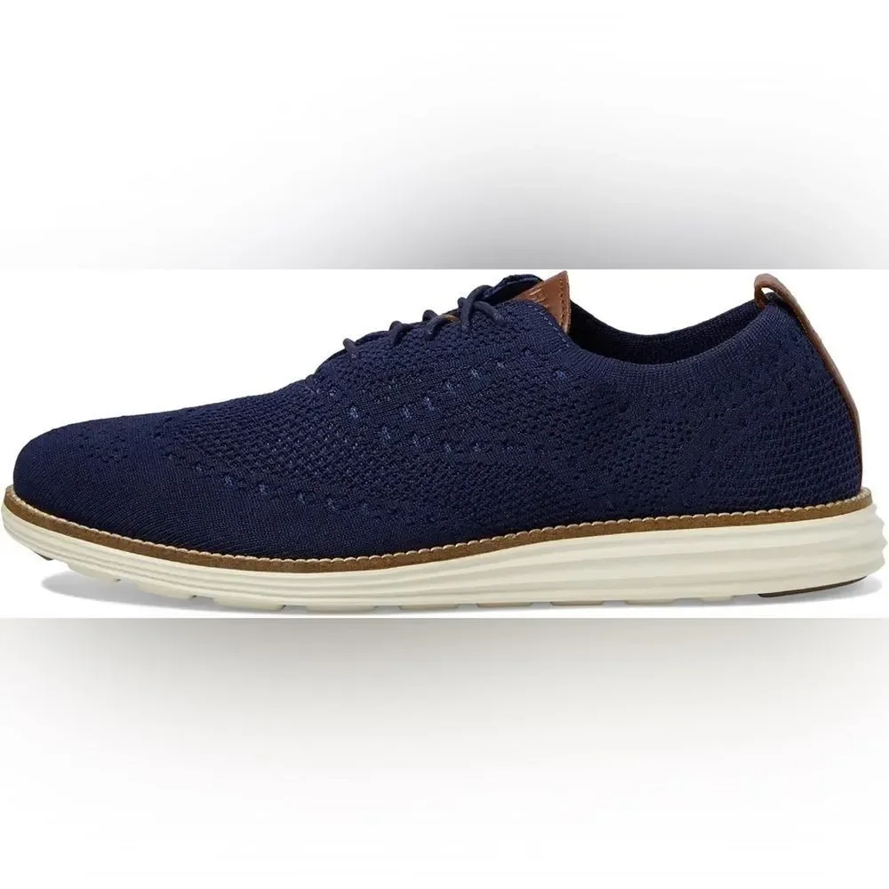 Cole Haan OG Grand Stitchlite Wing Ox 11M Navy Ivory Knit Oxford C27960